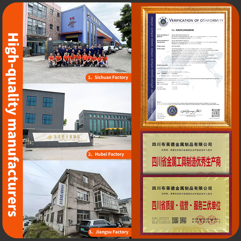 Sichuan Blade Metal Products Co., Ltd. - A premier manufacturer of M42 bimetal band saw blades, with three major production bases in Sichuan, Hubei, and Jiangsu. The company has been honored as a Triple Excellence Unit in Quality, Reputation, and Service by Sichuan Province.