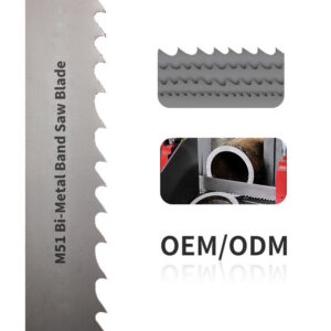 Professional-grade M51 bimetal band saw blades deliver exceptional wear resistance and red hardness, specifically engineered for cutting high-strength, high-hardness metal materials. OEM/ODM customization services are available.