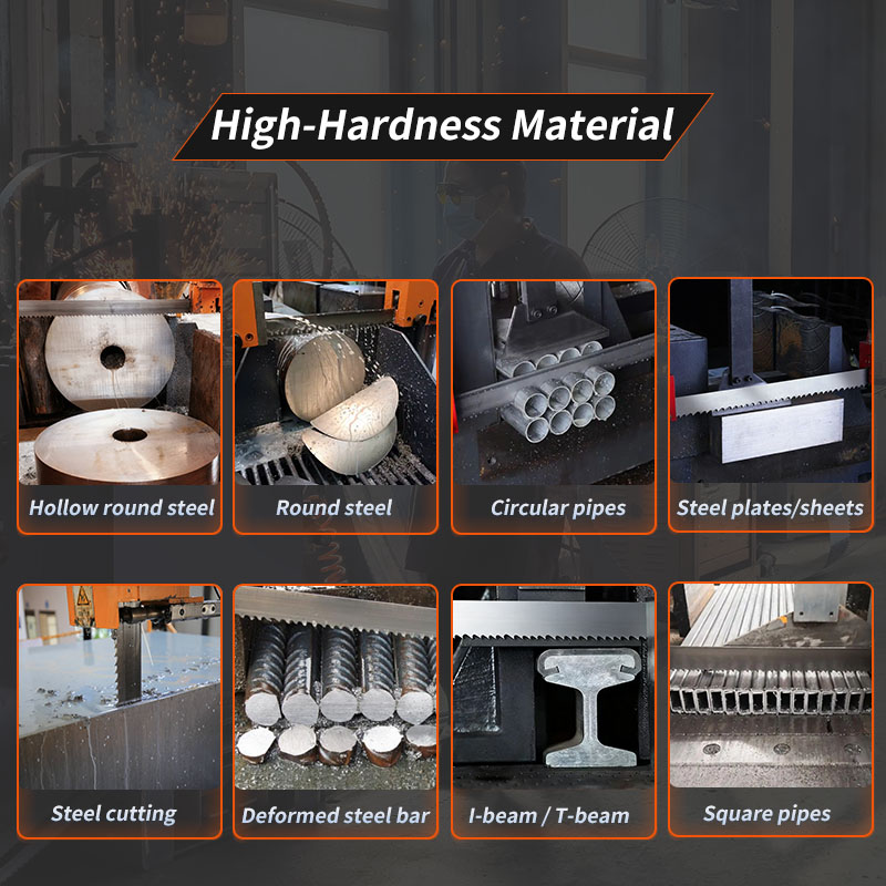 WOKELI Professional Carbide Band Saw Blades are engineered for efficient cutting of various steel materials, including round bars, steel pipes, steel plates, I-beams, rebar, square tubes, and other profiles and materials.